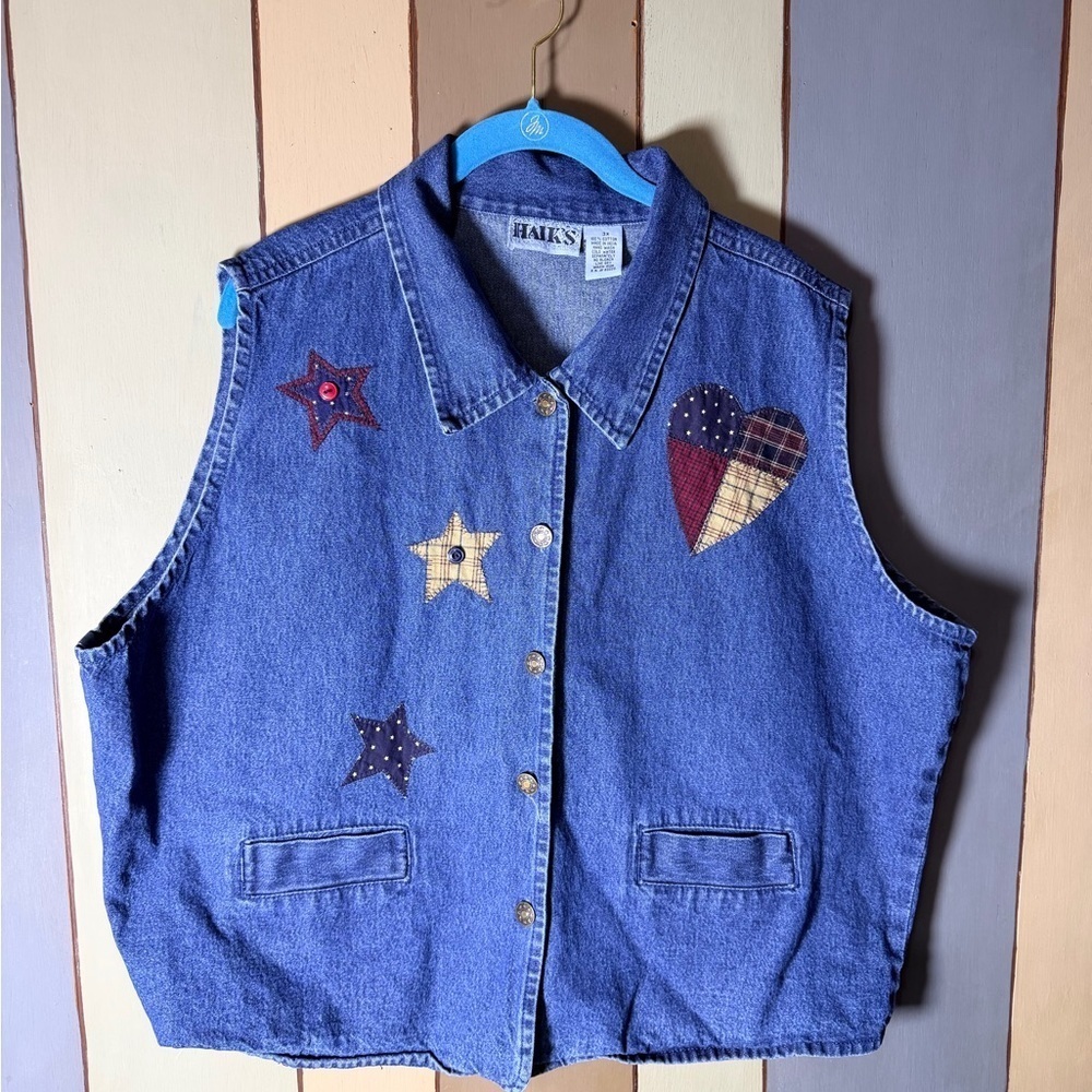 Vintage 90’s Patchwork Denim Vest- Size:3XL